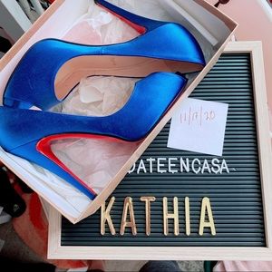 Christian Louboutin Royal Blue Satin VP Shoes